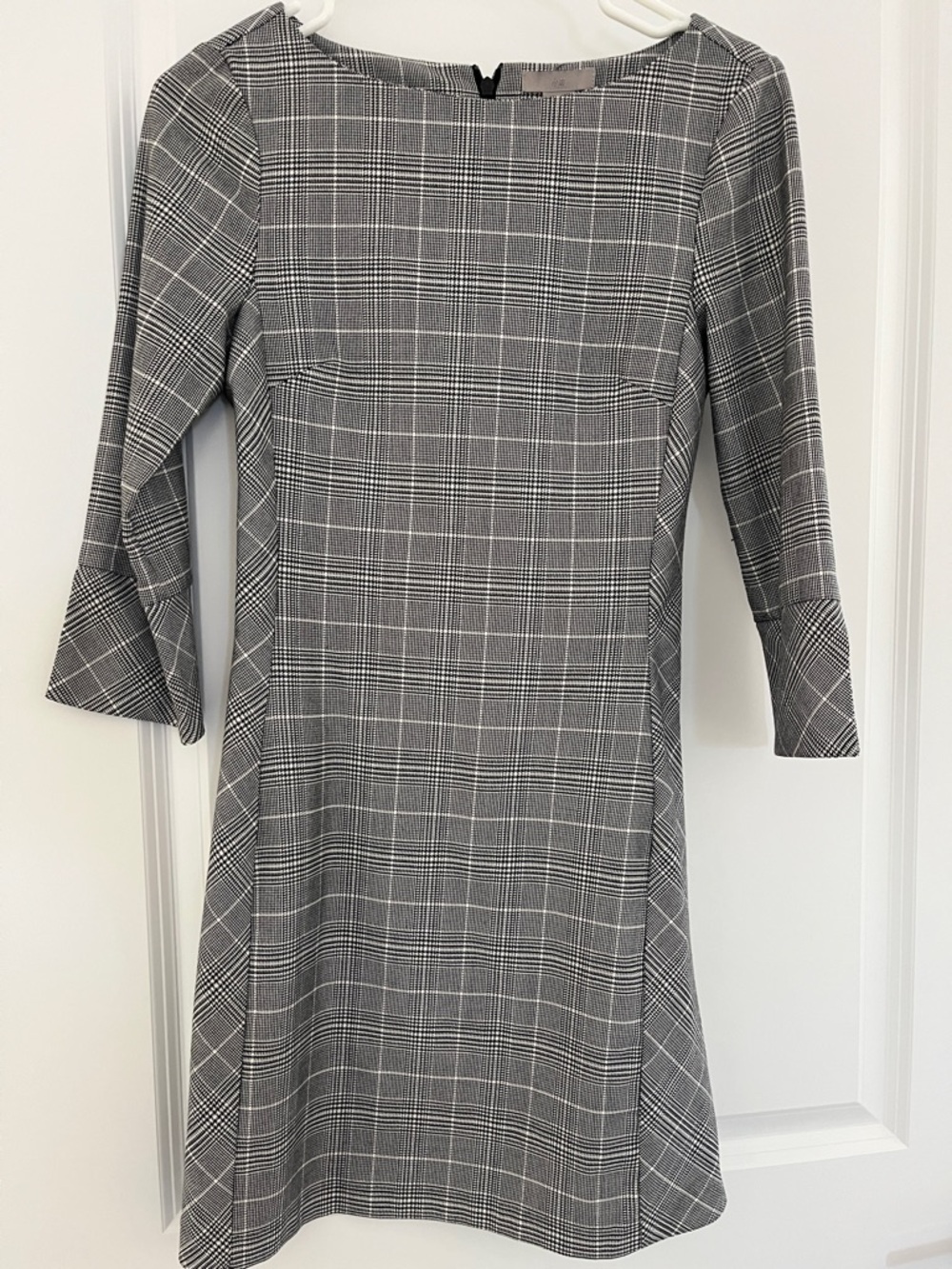 H&M Gray Plaid Long-Sleeve Sheath Dress